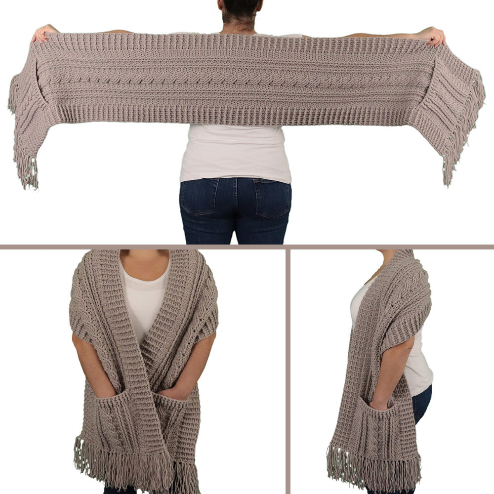 Curious Twists Pockets Shawl Crochet Pattern