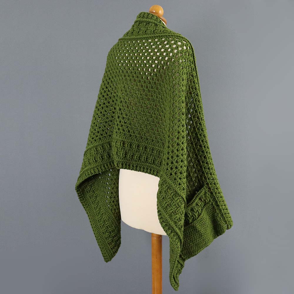 Textures and Grannies Pockets Shawl Crochet Pattern